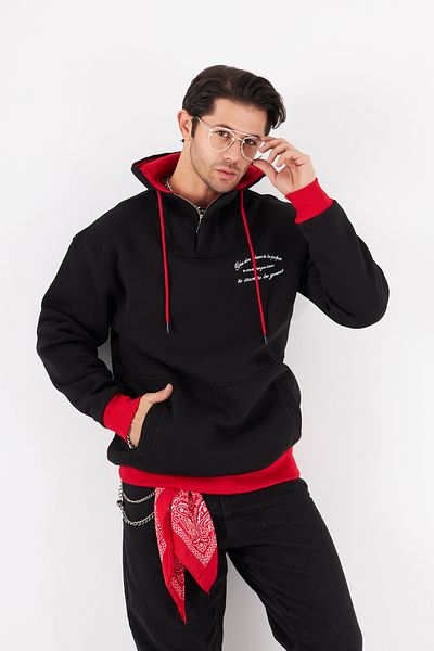 The Champ Clothing Perfect Doesn't Matter - Суитшърт с качулка, цип и дантелени детайли, голям размер