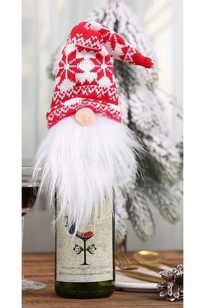 Hediyenza Santa Claus Bottle Top Ornament - Gnome Christmas Wine and Case, Table Decor