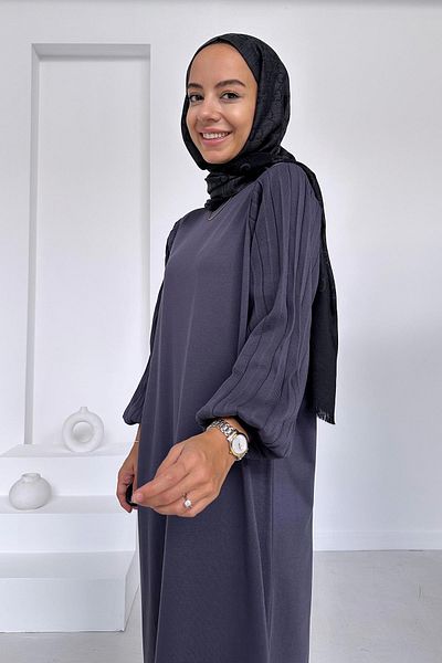 Ka Hijab Smoked Balloon Sleeve Mercerized Hijab Dress