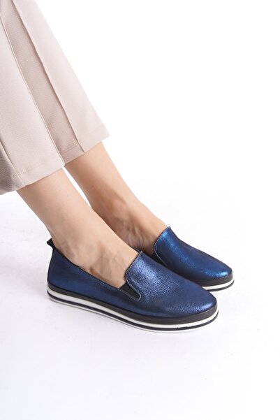 CZ London Дамски мокасини от естествена кожа Блестящи двуцветни удобни подметки Ежедневни дамски обувки