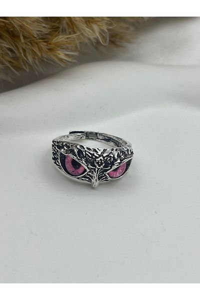 Yıldız Accessory Unisex Adjustable Steel Owl Ring in Different Eye Colors