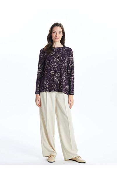 LC Waikiki LCW Bisiklet Yaka Desenli Uzun Kollu Kadın Bluz