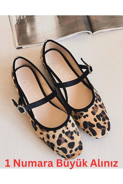 Zuum Brave Daisy Buckle Mary Jane Women's Ballerinas - Leopard