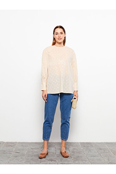 LC Waikiki Γυναικεία μακρυμάνικη μπλούζα LCW Modest Crew λαιμόκοψη πουά