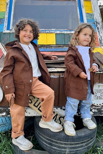 meqlife Unisex Children's Hooded Trench Coat Raincoat
