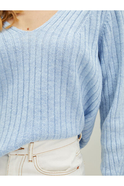 LC Waikiki Dámský pletený svetr s vlastním vzorem s dlouhým rukávem s výstřihem do V