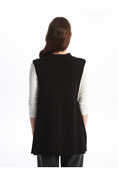 LC Waikiki Black Women's V-Neck Plain Knit Sweater