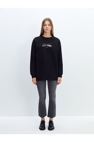 LC Waikiki LCW Tunica de damă oversize imprimată cu decolteu rotund
