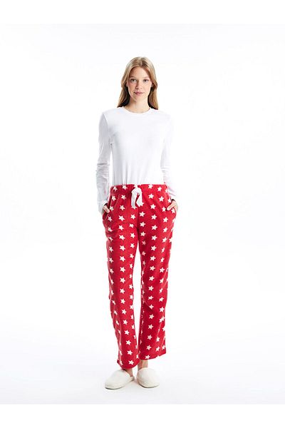LC Waikiki Women's Fleece Pajama Bottoms with Elastic Waist Printed
