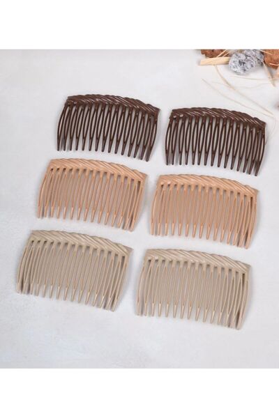 TaşTuş Set de piepteni laterale pentru femei, ton de cafea, 6 piese