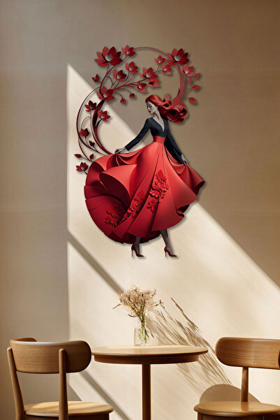 SteelArtDec Kırmızılı Kadın Renkli Metal Tablo