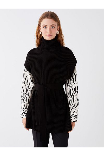 LC Waikiki Turtleneck Plain Oversize Women's Knitwear Sweater