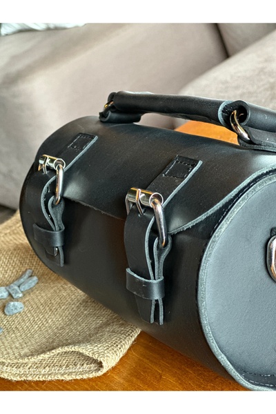 Leather Anatolia Hakiki Deri Kadın Omuz Çantası, Deri Silindir El Çantası, Kadın Çapraz Çanta, Taba, Siyah,Bordo,Mavi