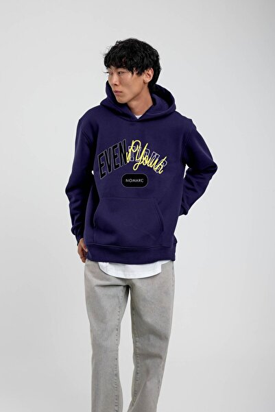 NOMARC Синій Eventious Світшот з капюшоном і написом