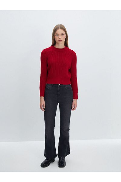 LC Waikiki Women's Knitwear Sweater - Crew Neck, Solid Long Sleeve