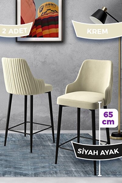 Canisa Tera Serisi 2 Krem Sandalye 65 Cm Ada Mutfak Bar Sandalyesi Babyface K...