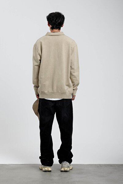 NOMARC Φούτερ με φερμουάρ με γραμμένο μάρκα Cream Pocket