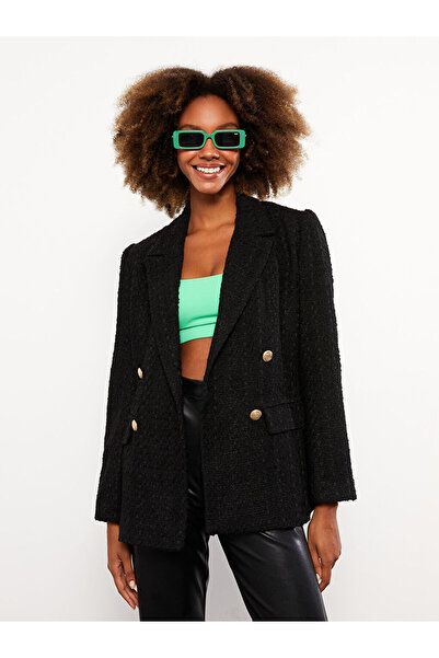 LC Waikiki Kendinden Desenli Uzun Kollu Kadın Tüvit Blazer Ceket