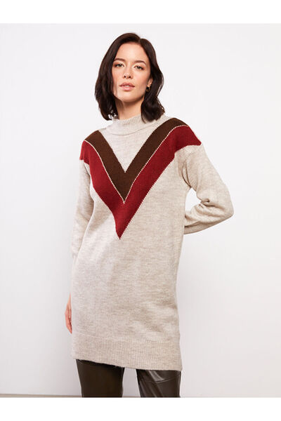 LC Waikiki Długa bluzka damska z wzorem na kołnierzu