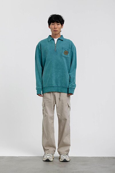 NOMARC Φούτερ με φερμουάρ με γραμμένο μάρκα Green Pocket