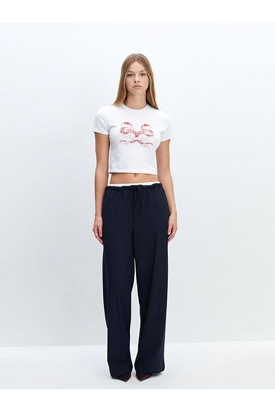 LC Waikiki Lcw Vision Crew Neck Printed Women's Crop