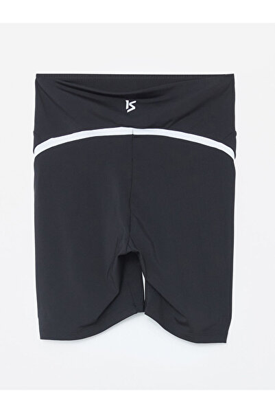 LC Waikiki Koor Black Elastic Waist Striped Women's Sports Shorts Leggings