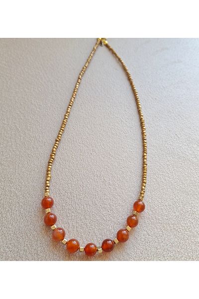 azra takı tasarım Handmade Agate Stone,,Natural Stone,Short Women's Necklace