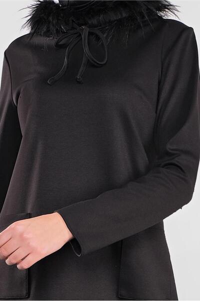 Alvina Fur Hooded Tunic - Lace-Up Model 41292