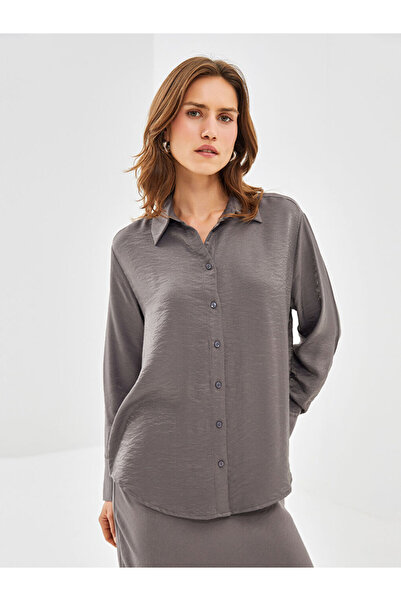 LC Waikiki Lcwaikiki - Classic Gray Satin Women's Shirt