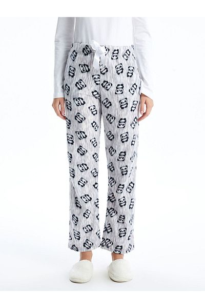LC Waikiki Women's Fleece Pajama Bottoms with Elastic Waist Printed