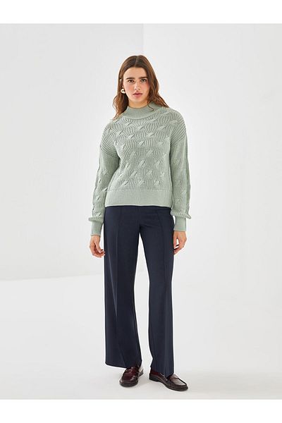 LC Waikiki Long Sleeve Crew Neck Patterned Women's Knitwear Sweater