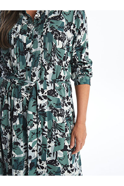 LC Waikiki Green Patterned Women's Shirt Dress