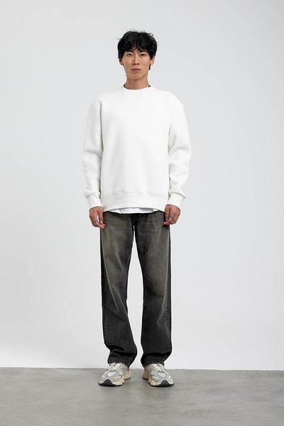 NOMARC Λευκό φούτερ με λαιμόκοψη Basic Hooded