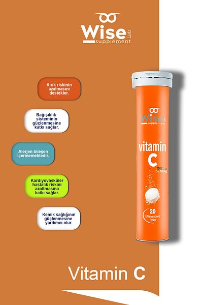 WiseLab Vitamin C + Zinc Effervescent 20 Tablets x 2 Pieces