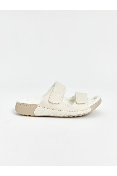 LC Waikiki Γυναικείες παντόφλες ανοιχτό μπεζ Velcro διπλές ρίγες