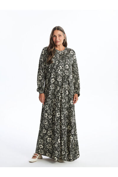 LC Waikiki Mixed Crew Neck Patterned Dress