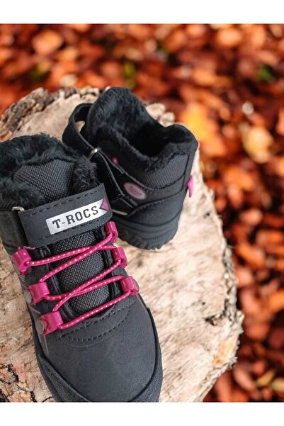 ÇEÇEN HOME Çocuk Bot Bağcıklı Şık Görünüm Cırtlı Kız Çocuk Kürklü-Yünlü Bot