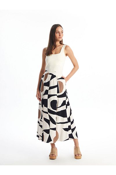 LC Waikiki Lcw Comfortable Fit Patterned A-Line Women's Skirt Fast Fashion