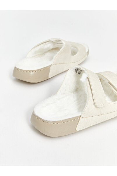 LC Waikiki Γυναικείες παντόφλες ανοιχτό μπεζ Velcro διπλές ρίγες