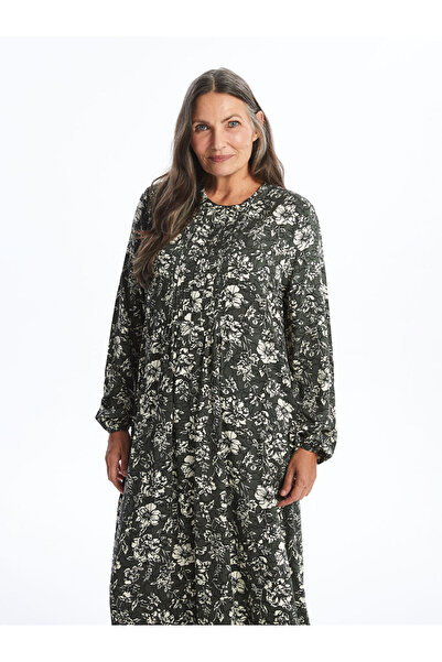 LC Waikiki Mixed Crew Neck Patterned Dress