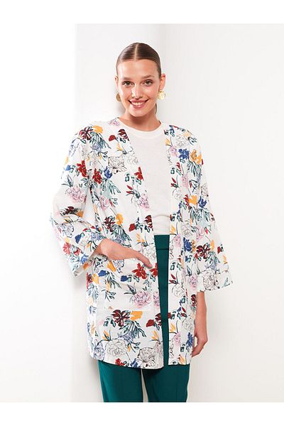 LC Waikiki Cotton Shawl Collar Floral Patterned Women's Kimono