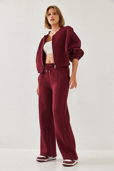 Bianco Lucci Women's Three Thread Zippered Raised Bottom Top Suit 60351190