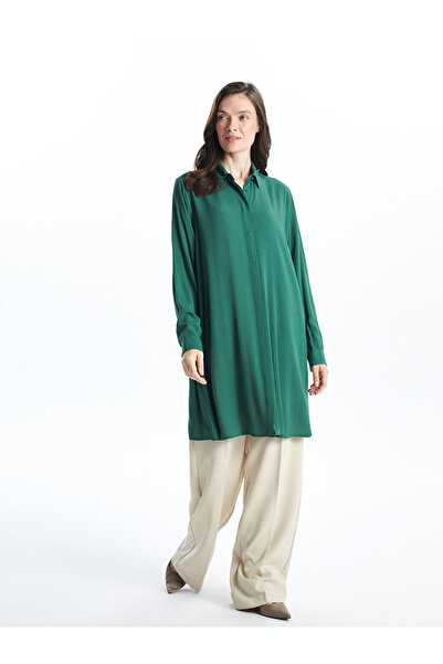LC Waikiki Green Krinkle Women's Shirt Tunic