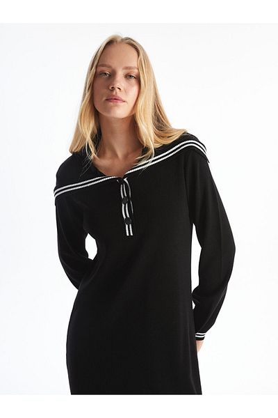 LC Waikiki Damen-Strickkleid mit Schalkragen