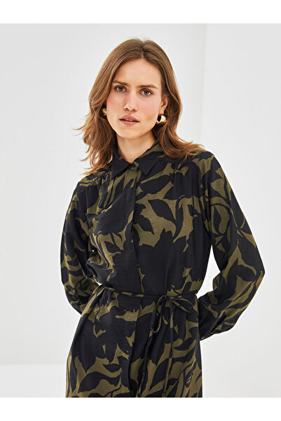 LC Waikiki Green Patterned Women's Shirt Dress