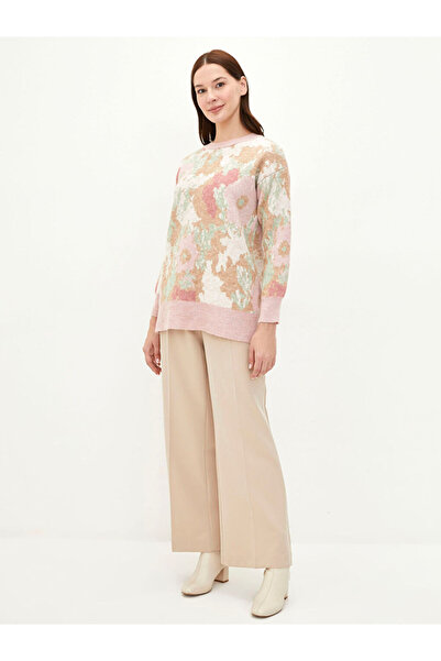 LC Waikiki Lw - Crew Neck Patterned Long Sleeve Women's Knitwear Tunic