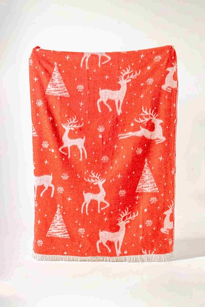 FH finehome بطانية تلفزيون عيد الميلاد Reindeer In The Forest مقاس 130x170