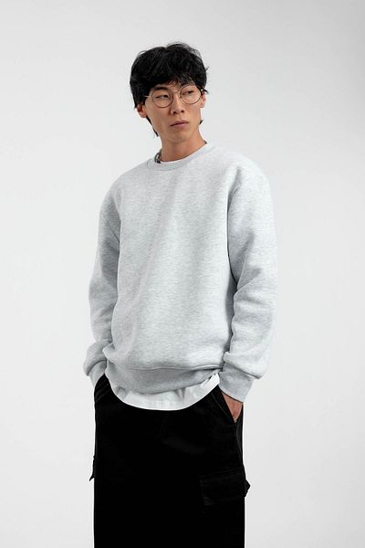 NOMARC Γκρι Crew Neck Basic Hooded Sweatshirt