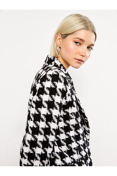 LC Waikiki Jachetă de damă din tweed cu mânecă lungă cu model