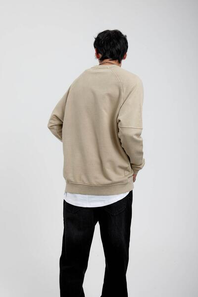 NOMARC Krem Bisiklet Yaka Yıkamalı Sweatshirt